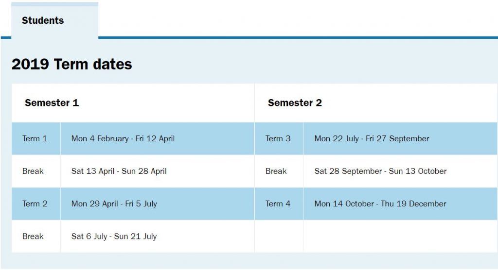 AA Term Dates 2019 | Rockinhgam Senior High School ESC