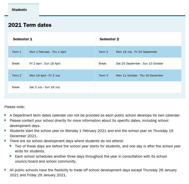 2021 Term Dates | Rockinhgam Senior High School ESC